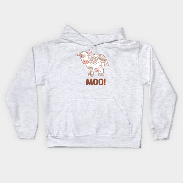 Paisley Cow Print - Moo Kids Hoodie by SuperrSunday